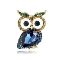 YISXVD Sparkling Crystal Big-Eyed Owl Brooch Cute Rhinestone Animal Owl Lapel Pin for Women Party Je