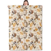 qxfqxf Owl Blanket Lightweight Blankets Gifts for Adults Flannel Throw with Realistic Owls on Autumn