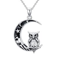 WINNICACA Owl Necklace Gothic Jewelry 925 Sterling Silver Crescent Moon Owl Pendant Necklace for Wom