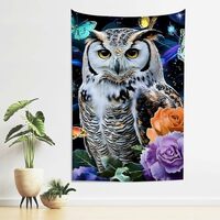 PALNKART owl flower butterfly Tapestry and wall decoration, 100% Polyester for Bedroom Living Room D
