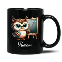CrazyPrintGifts Customized Owl Coffee Mug For Teachers, Owls Lover Gifts, Personalized Name Owl Teac