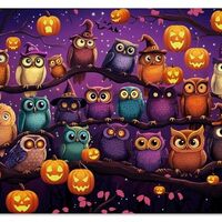 Halloween Puzzles 1000 Pieces for Adults,Halloween Owl Theme Jigsaw Puzzles Decoration,Creative Play