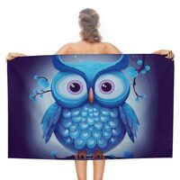 JTKBNVM Blue Owl Beach Towels Oversized 31"X51" Pool Swim Towels Sand Free, Super Absorben