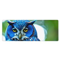 Blue Owl Print Desk Mat, Gaming Mouse Pad, Extended Mouse Pad Mat for Office, Computer, Keyboard wit