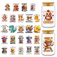 Rngmsi UV DTF Cup Wraps - 24 Sheets Funny Animal UV DTF Cup Wraps for 16 oz Glass, Humorous Quotes C