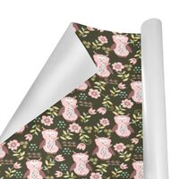 SEINDUS Gift Wrapping Paper Roll 58" X 23" ，Pattern With Owls And Flowers Gift Wrap Pape