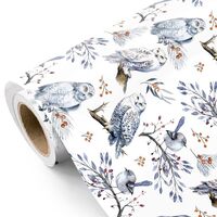 WRAPAHOLIC Owl Christmas Wrapping Paper - Mini Roll - 17 Inch x 16.5 Feet - Winterfall Wild Animal B