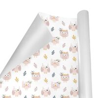 SEINDUS Gift Wrapping Paper Roll 58" X 23" ，Pattern With Owl And Plants Gift Wrap Paper 