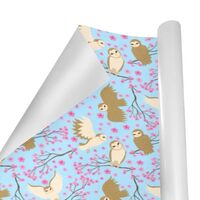 SEINDUS Gift Wrapping Paper Roll 58" X 23" ，Barn Owls And Cherry Flower Gift Wrap Paper 