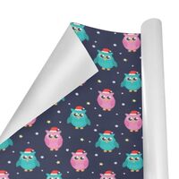 SEINDUS Gift Wrapping Paper Roll 58" X 23" ，Christmas Pattern With Owls Gift Wrap Paper 