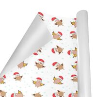 SEINDUS Gift Wrapping Paper Roll 58" X 23" ，Christmas Owls Backgrounds Gift Wrap Paper F