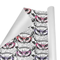 SEINDUS Gift Wrapping Paper Roll 58" X 23" ，Owl In Glasses Gift Wrap Paper Fade-Resistan