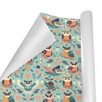 SEINDUS Gift Wrapping Paper Roll 58" X 23" ，Pattern With Owls And Flowers1 Gift Wrap Pap
