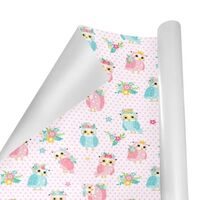 SEINDUS Gift Wrapping Paper Roll 58" X 23" ，Cute Owls And Flower Gift Wrap Paper Fade-Re