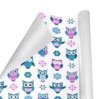 SEINDUS Gift Wrapping Paper Roll 58" X 23" ，Funny Owls And Flowers Gift Wrap Paper Fade-