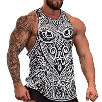 BarbedRose Men's Hawaiian Tank Tops Polynesian Print Beach Shirts Sleeveless Basic T-Shirt Brea