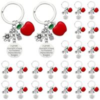 iMagitek 25 Pack Teacher Appreciation Keychains with Red Apple Charm, Owl and Flower Pendants, Inspi