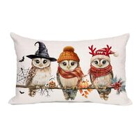 AOFANGGO Hallothanksmas Pillow Cover 12x20 Autumn Winter Themed Owls Decorative Throw Pillows Outdoo
