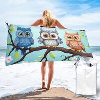 BWLHJKE Microfiber Towel for Body, Owls on a Branch Beach Towel Quick Dry Sand Free Pool Swim Towels
