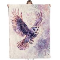 Bidesk Flying Watercolor Owl Blanket Soft Cozy Flannel Throw Blanket, Warm Lightweight Elegant Owls 