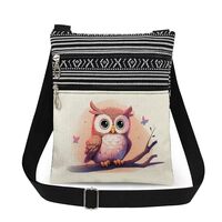 XiaoGalaee Lovely Owl & Butterfly Print Crossbody Bag Cute Animal Design Purse for Women Teens a
