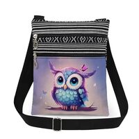 XiaoGalaee Cute Purple Owl Print Crossbody Bag Adjustable Unisex Shoulder Purse Owl Lovers Gift for 