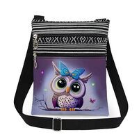 XiaoGalaee Purple Owl Print Crossbody Bag Adjustable Unisex Shoulder Purse with Zipper Birthday Gift