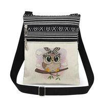 XiaoGalaee Stylish Owl with Leopard Headband Print Women Crossbody Bag Adjustable Men Shoulder Bag w