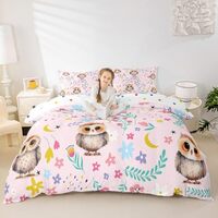 Erosebridal Floral Owl Comforter Cover Twin for Kids Baby Red Ladybird Pink Animal Duvet Cover Sprin