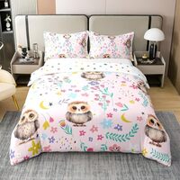 Erosebridal 100% Cotton Floral Owl Comforter Cover Queen for Kids Baby Red Ladybird Pink Animal Duve