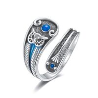 YAFEINI Owl Spoon Ring S925 Sterling Silver Adjustable Thumb Rings Vintage Owl Jewelry Gifts for Wom