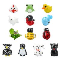 Gythara 13 pcs 13 Styles Cute Animal Theme Lampwork Glass Beads Duck Frog Dog Penguin Ladybug Bee Ow