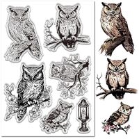 CRASPIRE Clear Stamps for Journal Card Making Owl Bird Animals Cute Pattern Rubber Silicone Reusable
