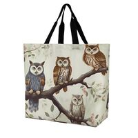 Owls on A Branch Shoulder Tote Bag, Casual Shopping Bags Handbag Large Shoulder Bag for Work Beach T
