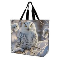 Winter White Owl Shoulder Tote Bag, Casual Shopping Bags Handbag Large Shoulder Bag for Work Beach T