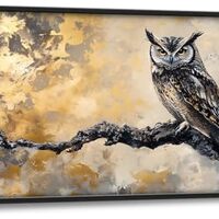 Owl Large Wall Art Framed Gold Wall Decor for Living Room Mountain Owl Pictures Oversized Canvas Pri