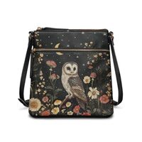 Rchsomd Owl Mushroom Daisy Flower Moon Print PU Shoulder Bag for Women Fashion Crossbody Purse Light