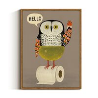 VIYYIEA Framed Canvas Wall Art Home Decor Bathroom Owl Canvas Prints, Vintage Home Decoration, Anima