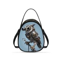 Jolamirel Mechanical Owl Print Small Crossbody Bags for Women Zip Top Handle Cell Phone Purse, Steam