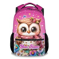 Personalized School Backpack for Kids - 17 Inch Toddler Owl Cute Backpacks - Cartoon Preschool Bookb