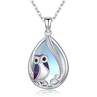 YYmqmq Owl Necklace 925 Sterling Silver Moonstone Pendant Teardrop Necklace Owl Jewelry Gifts for Wo