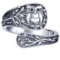 Vintage Spoon Ring A Creative Owl Spoon Ring Love Owl Gift for Women - N3