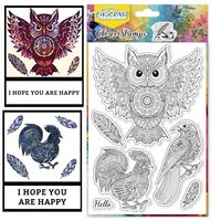 CHGCRAFT Art Feathers Clear Owl Transparent Stamps Chicken Silicone Clear Stamp Seals for Carding Ma