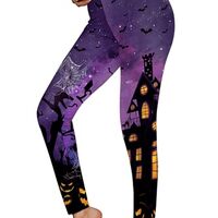 For G and PL Women Halloween Skinny Stretchy Leggings Funny Lightweight Elastic Band Tight Pants Pur