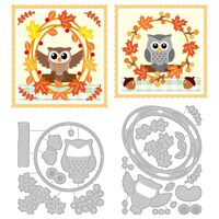 DELORIGIN Owl Maple Leaves Cutting Dies Autumn Card Making Die Stencil Metal Die Cuts Card Scrapbook