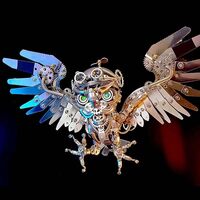 3D Metal Puzzle for Adults, Steampunk Owl Model Kit with Goggles & Light | Mechanical Stainless 