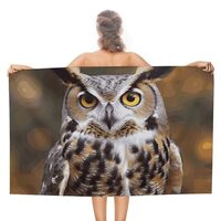 NTVOWPZO Owl Birds Microfiber Beach Towel 31"X 51" Super Absorbent Quick Dry Pool Towels O
