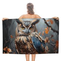 NTVOWPZO Owl Print Microfiber Beach Towel 31"X 51" Super Absorbent Quick Dry Pool Towels O