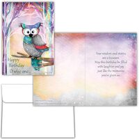 Shared Blessings Owl Birthday Card O Wise One, 1 Count Cute Religious Birth Day Greetings with Chris
