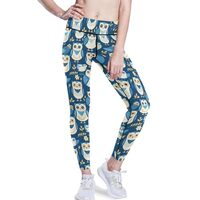 KLL Yoga Leggings for Women, Owl Blue, High Waist Gym Pants Stretchy L